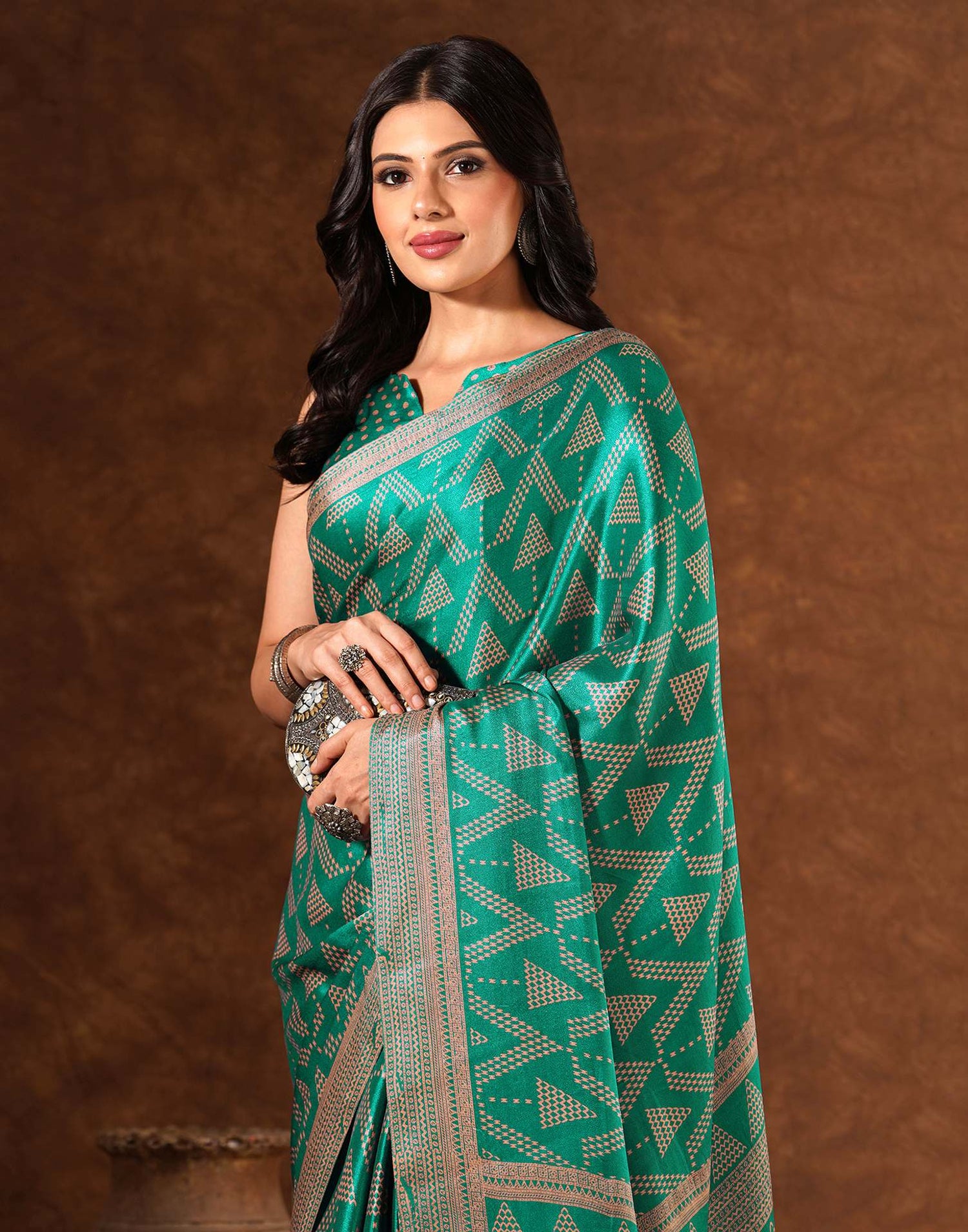 Green Silk Printed Saree