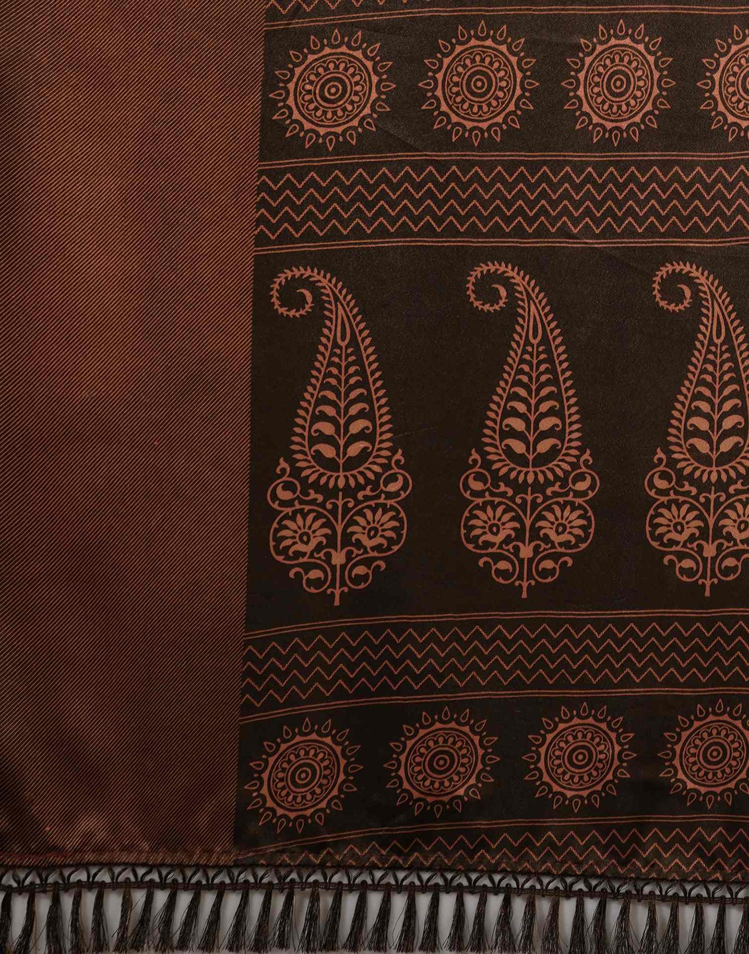 Brown Silk Printed Saree
