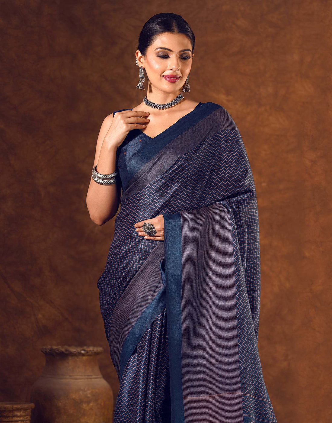 Blue Silk Printed Saree