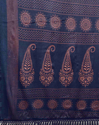 Blue Silk Printed Saree