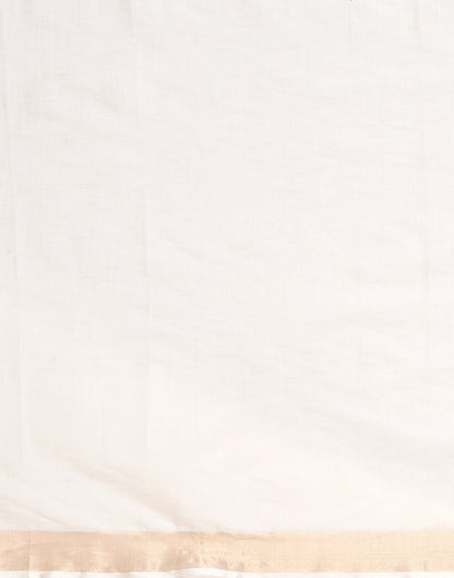 White Linen Zari work Plain Saree