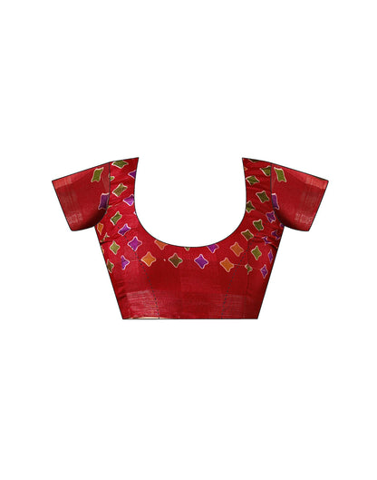 Red Silk Floral Printed Saree