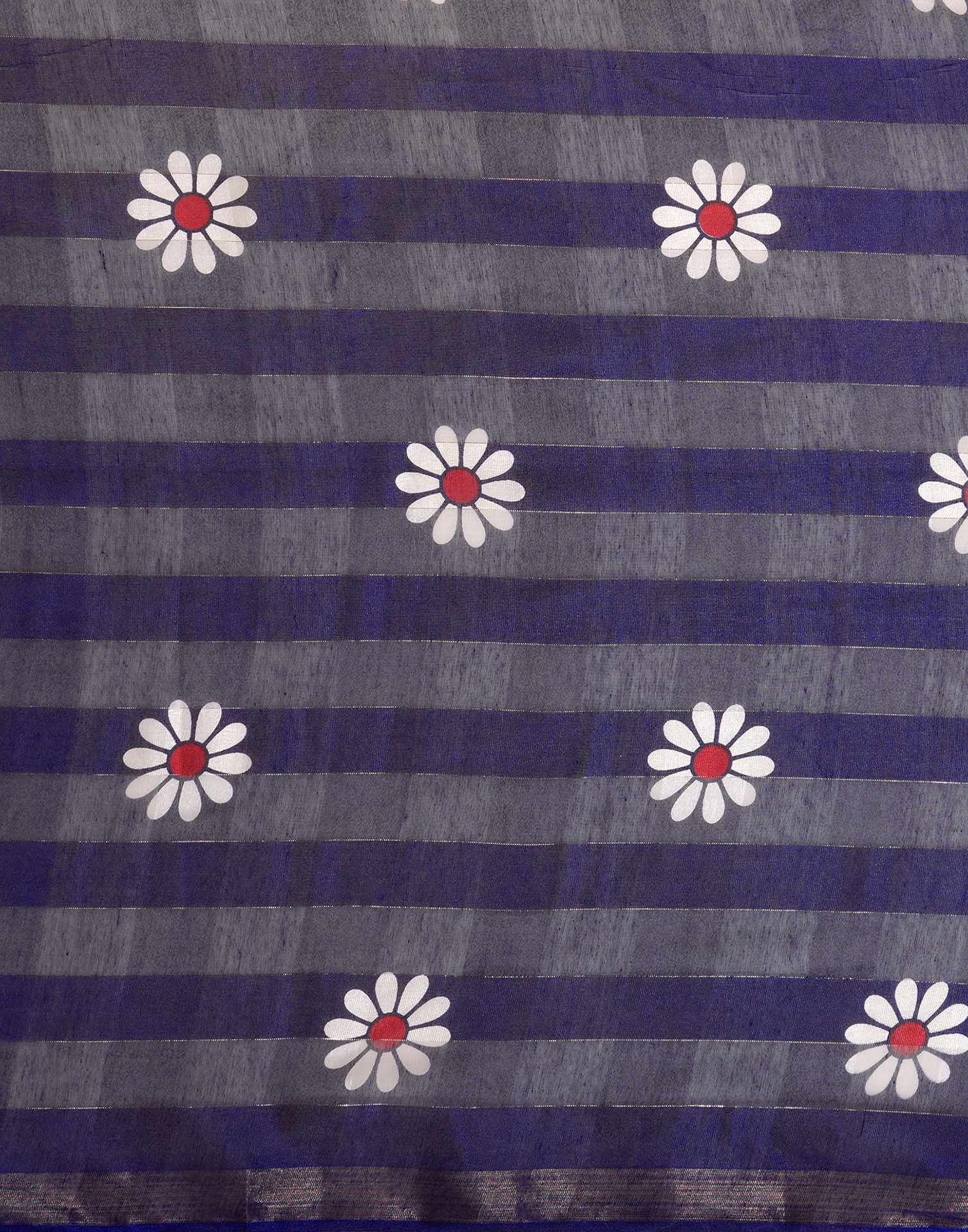 Blue Silk Floral Printed Saree