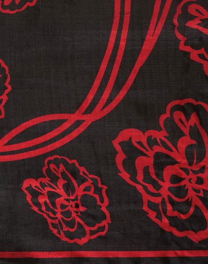 Black Cotton Blend Printed Saree