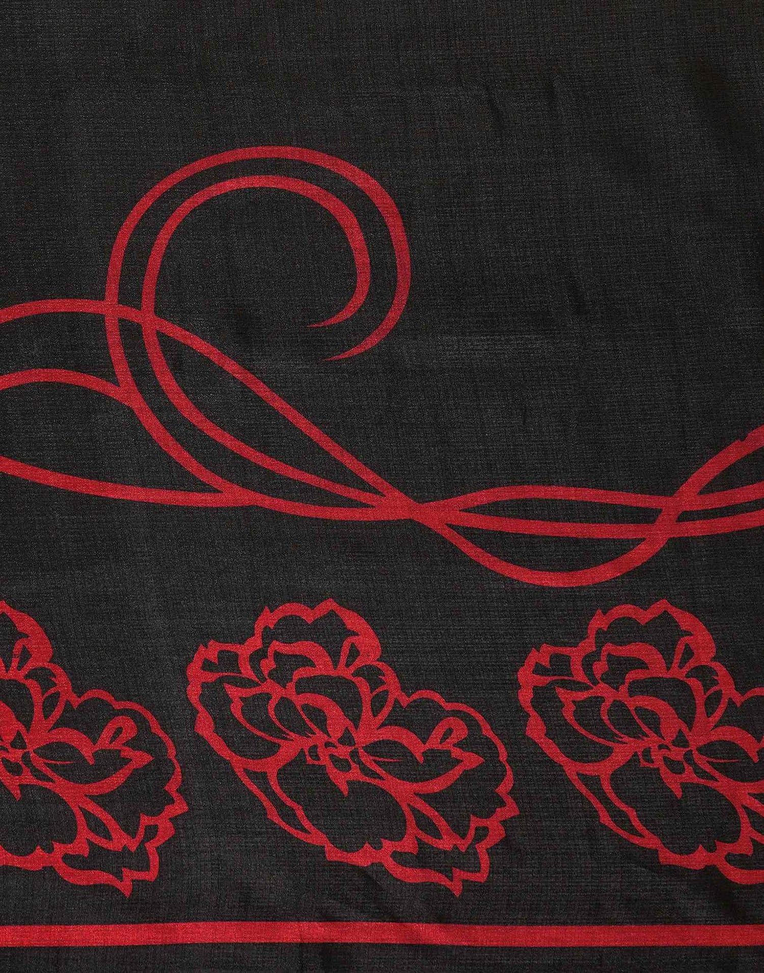 Black Cotton Blend Printed Saree