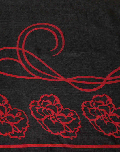 Black Cotton Blend Printed Saree