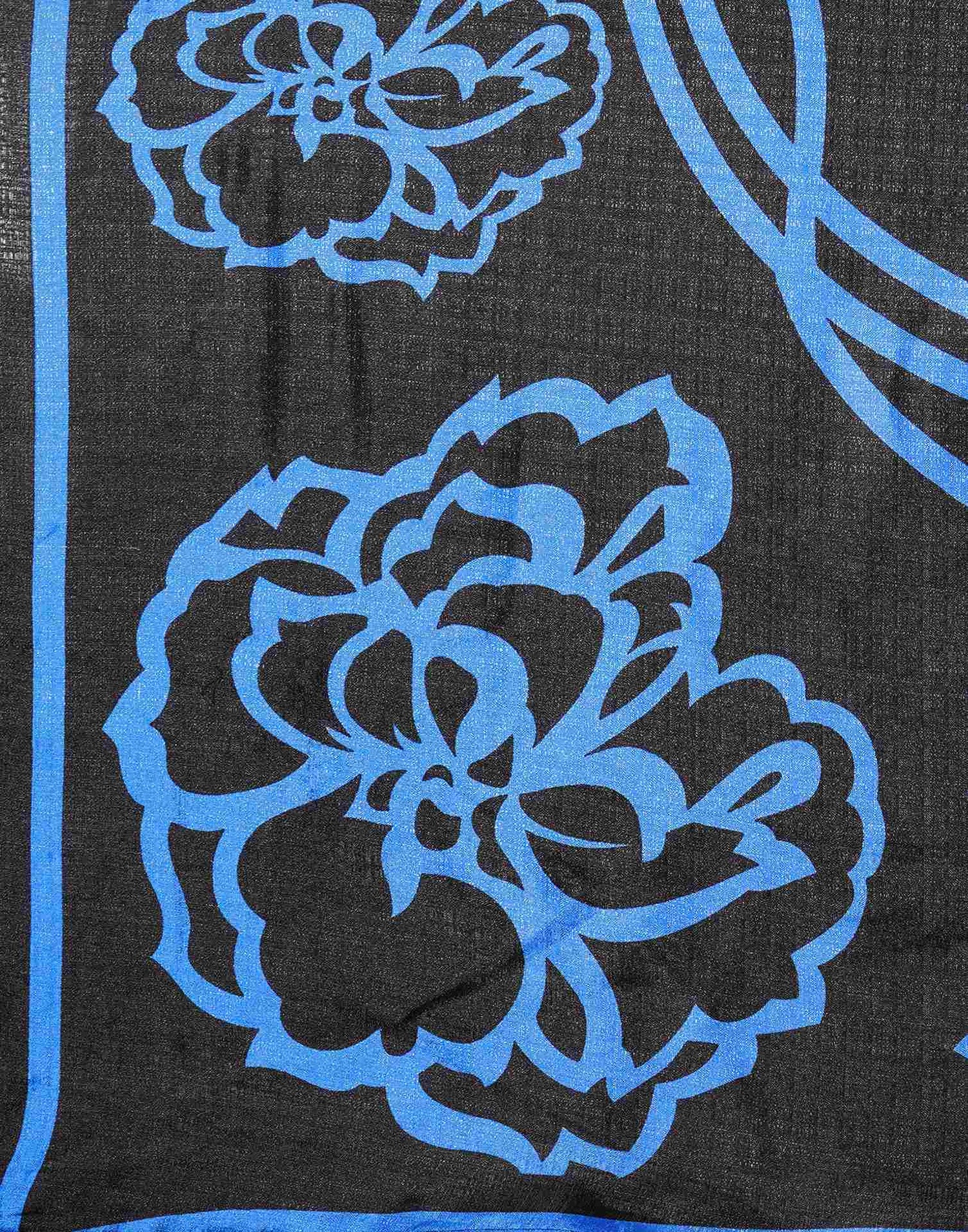 Black Cotton Blend Printed Saree