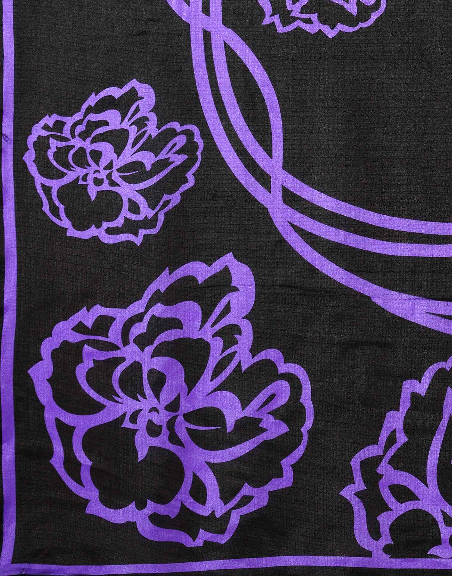 Black Cotton Blend Printed Saree