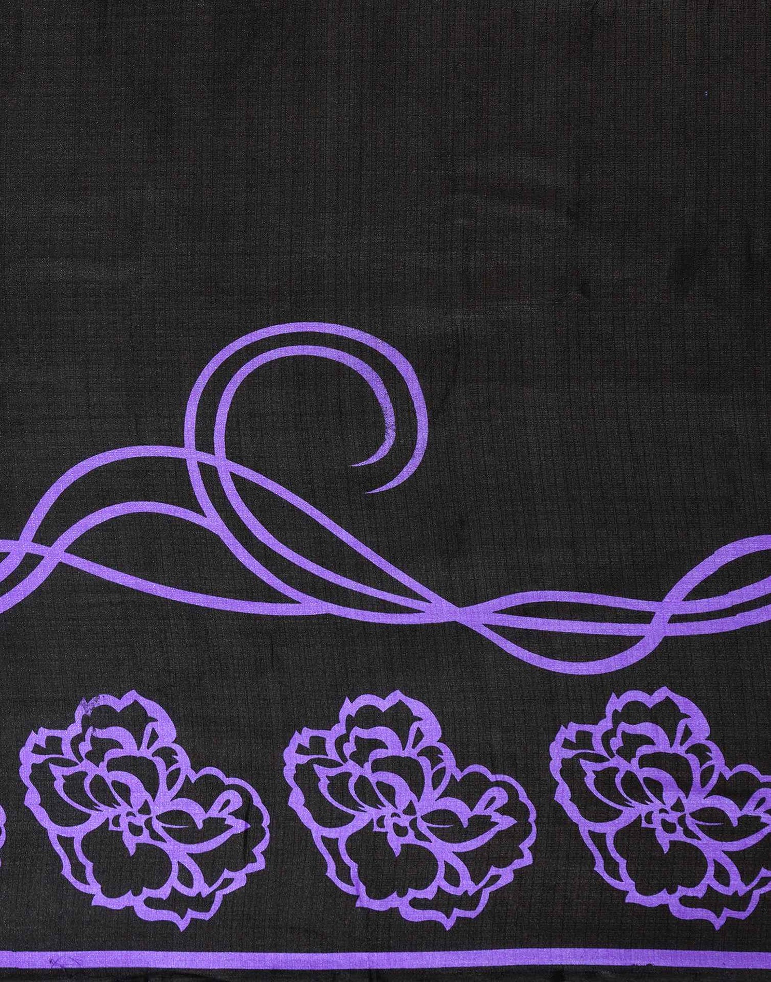 Black Cotton Blend Printed Saree