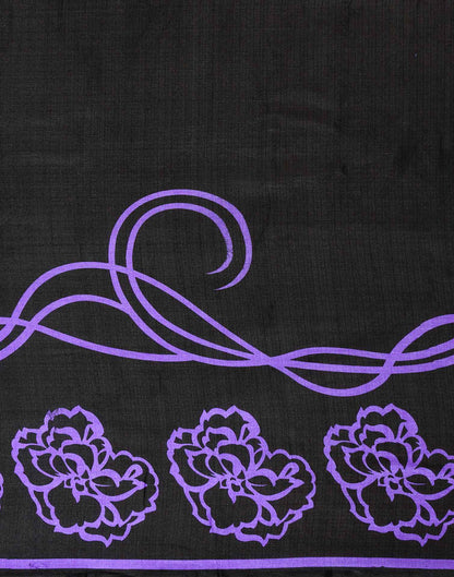 Black Cotton Blend Printed Saree
