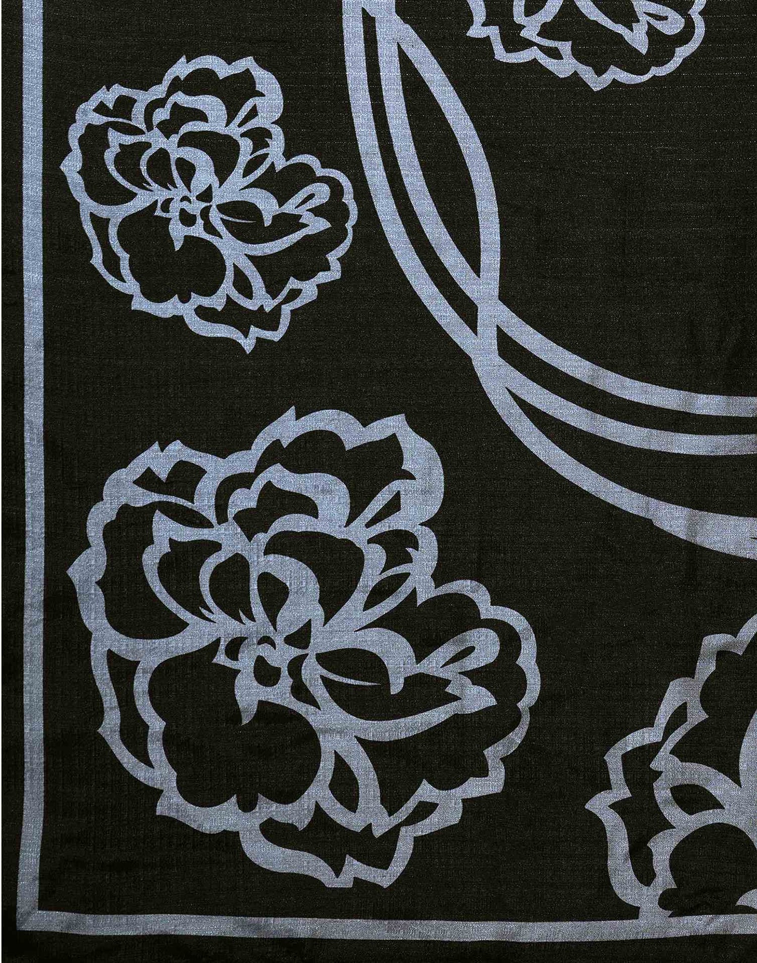 Black Cotton Blend Printed Saree
