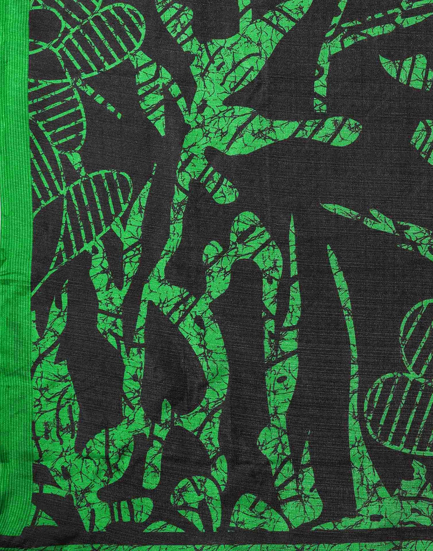 Black Cotton Blend Printed Saree