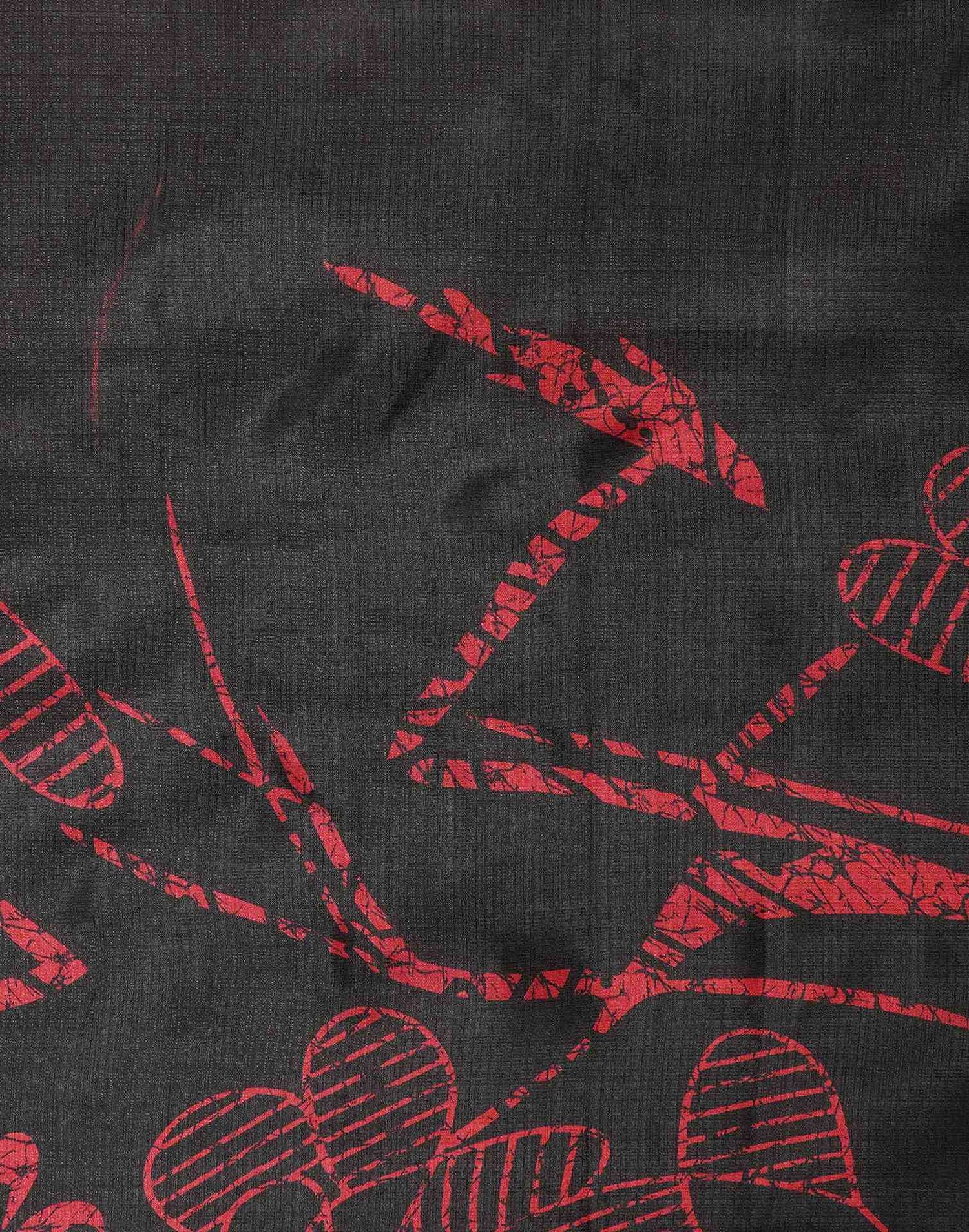 Black Cotton Blend Printed Saree