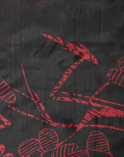 Black Cotton Blend Printed Saree