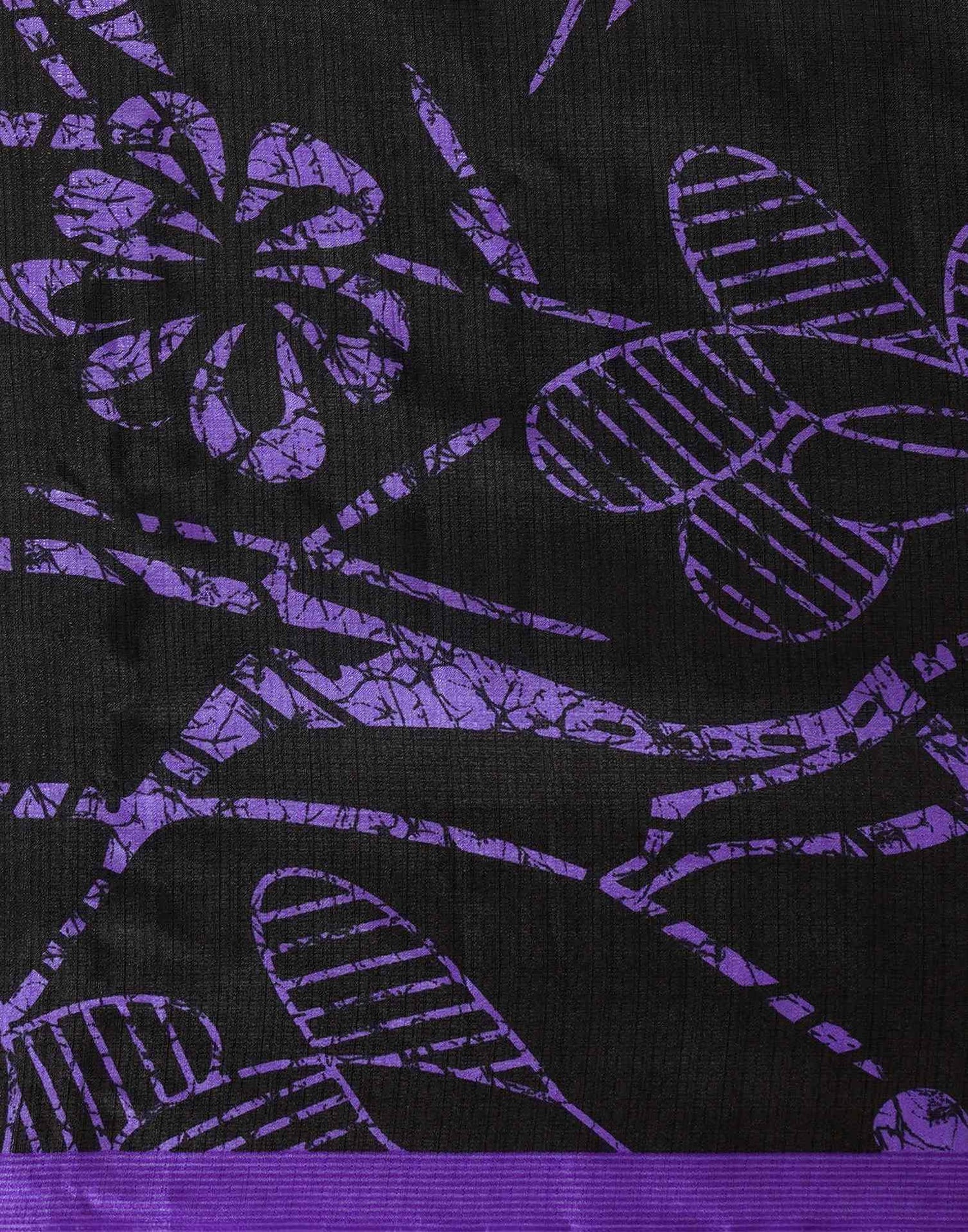 Black Cotton Blend Printed Saree