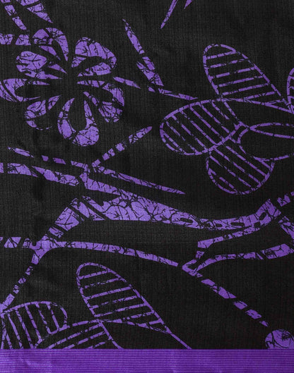 Black Cotton Blend Printed Saree