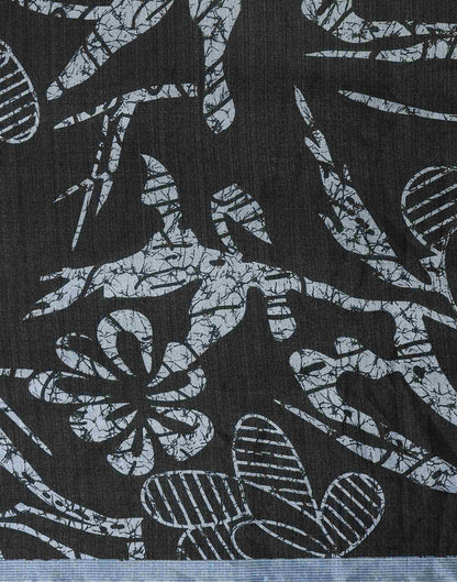 Black Cotton Blend Printed Saree