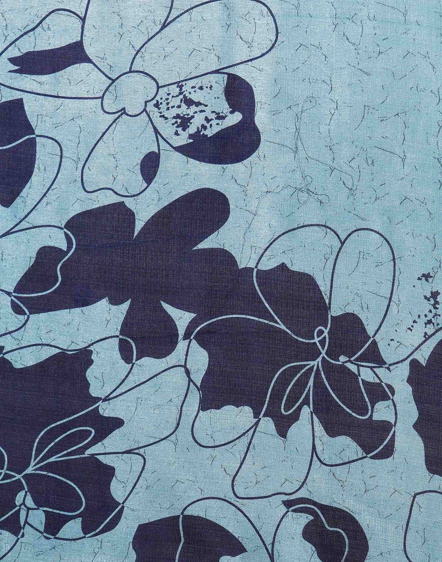 Blue Cotton Printed Saree