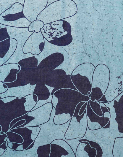 Blue Cotton Printed Saree