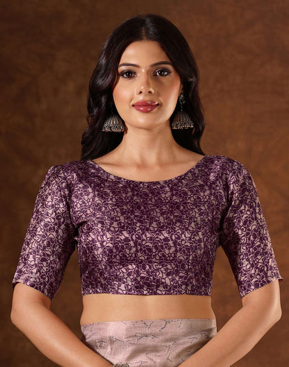 Mauve Cotton Printed Saree