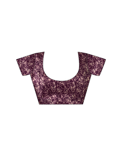 Mauve Cotton Printed Saree