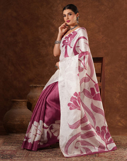 Pink Cotton Printed Saree