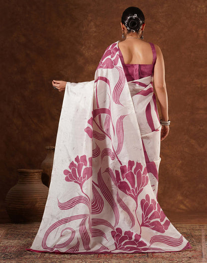 Pink Cotton Printed Saree