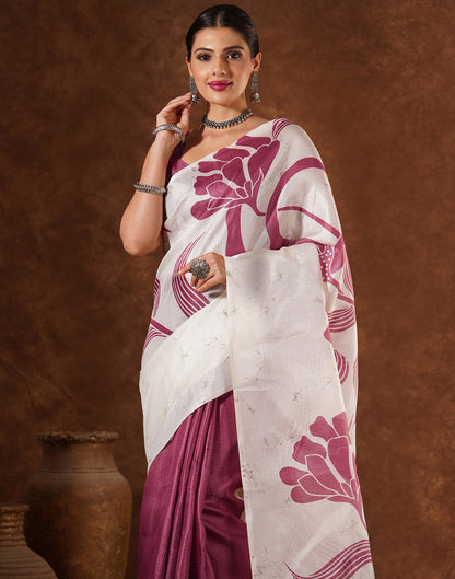 Pink Cotton Printed Saree