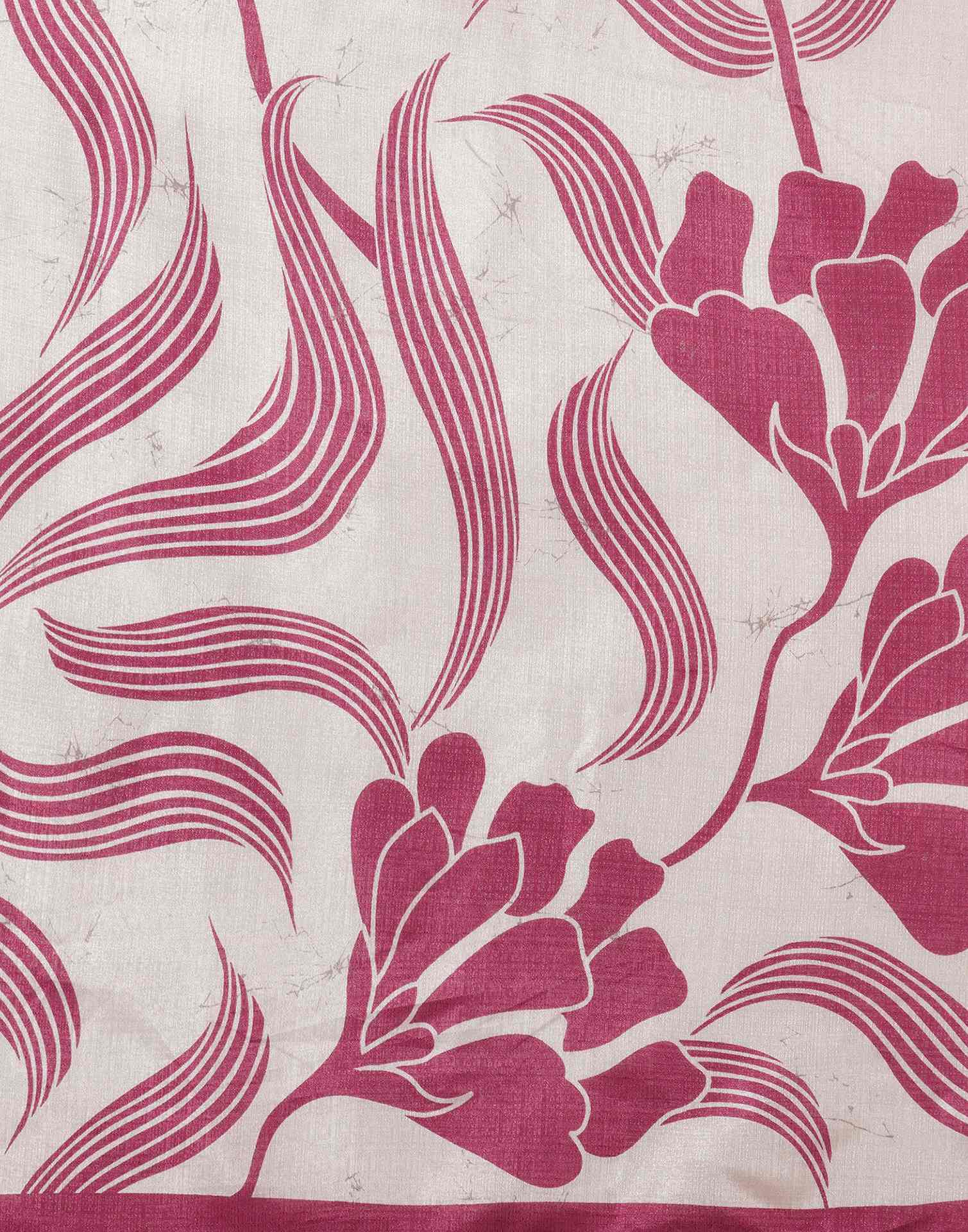 Pink Cotton Printed Saree