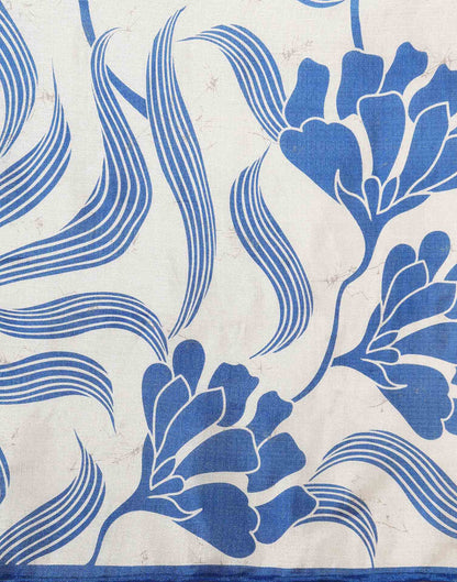 Blue Cotton Printed Saree