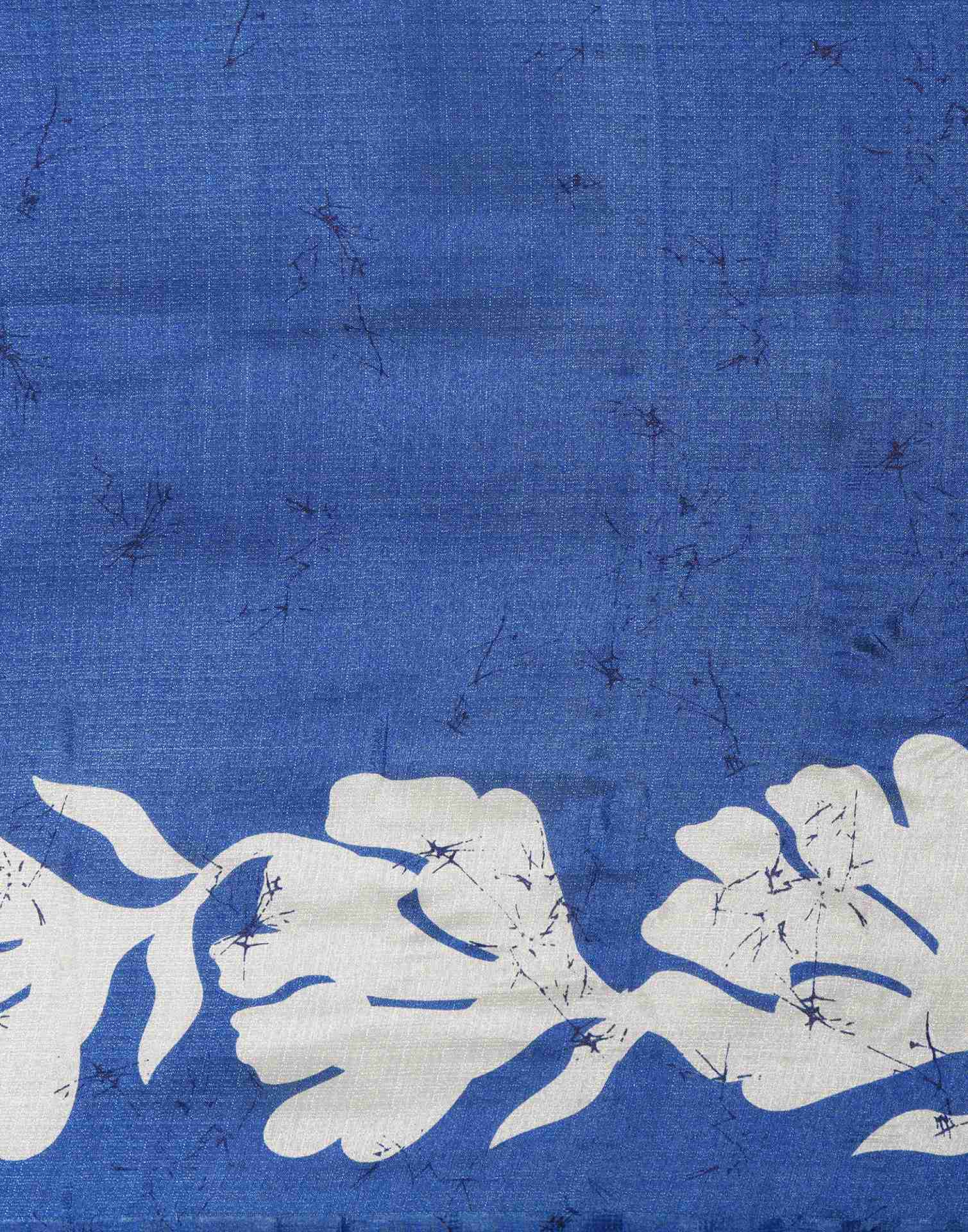 Blue Cotton Printed Saree