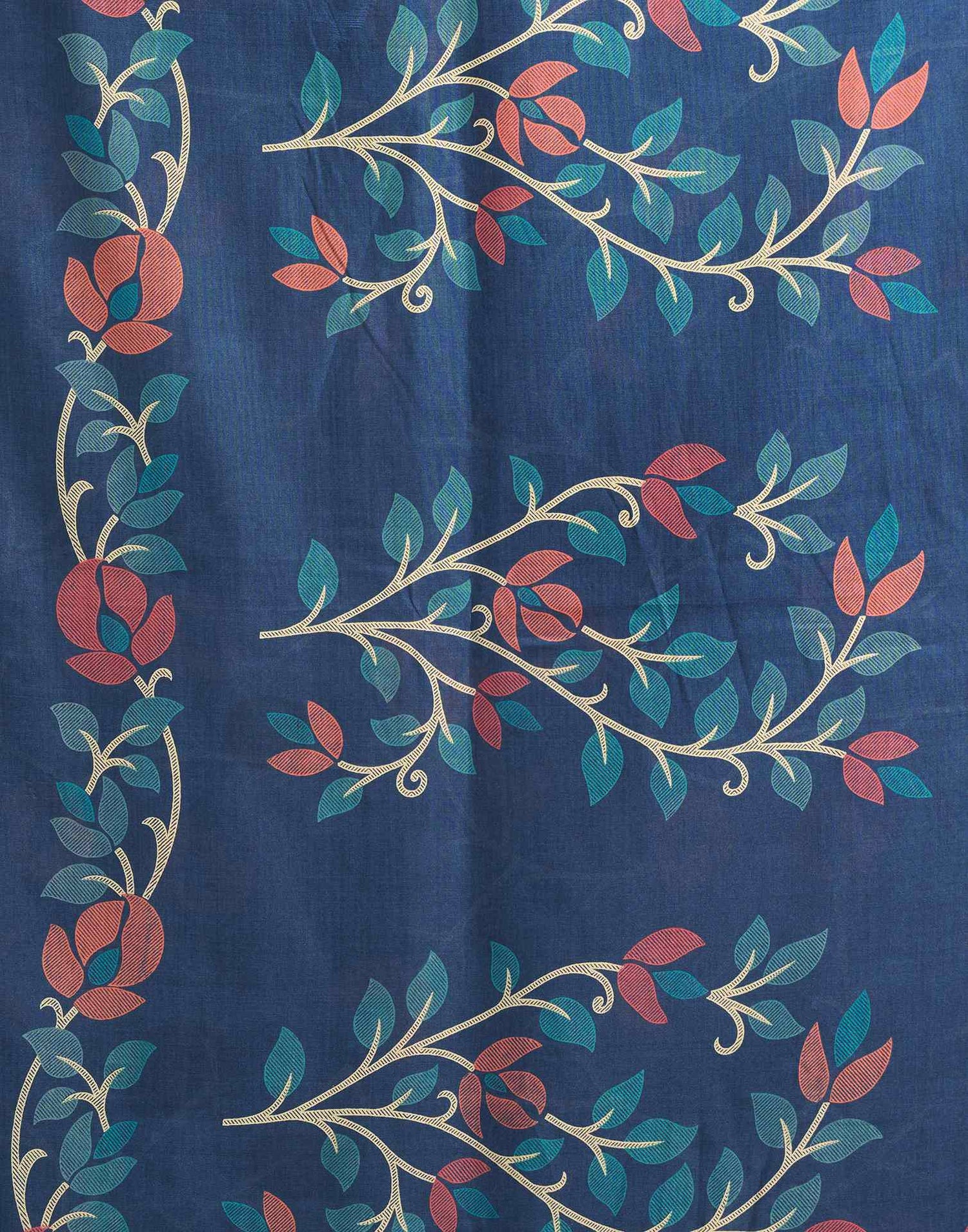 Dusty Blue Chanderi Printed Saree