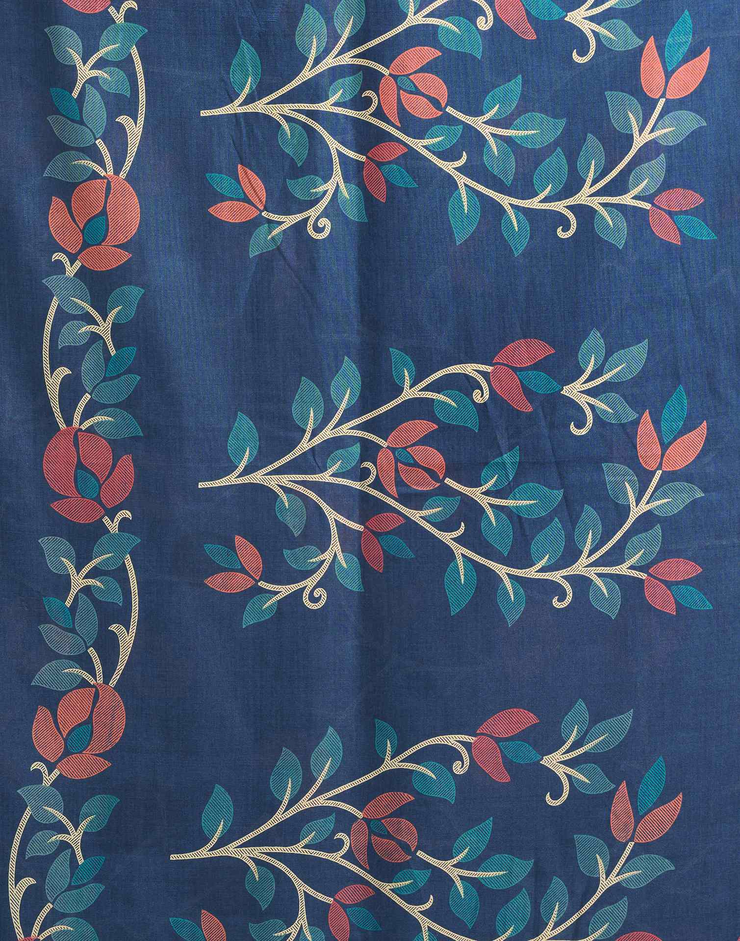 Dusty Blue Chanderi Printed Saree