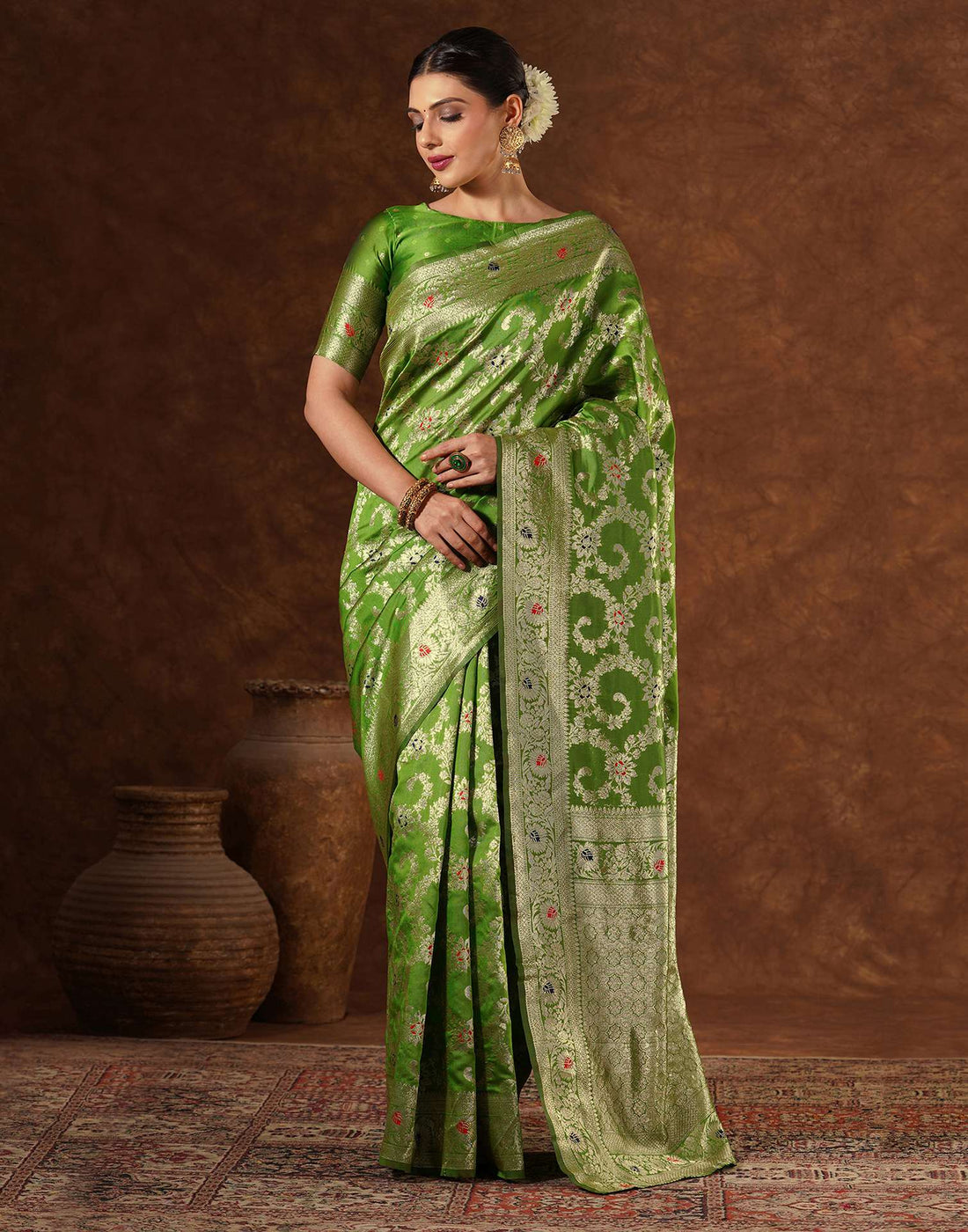 Green Silk Woven Banarasi Saree