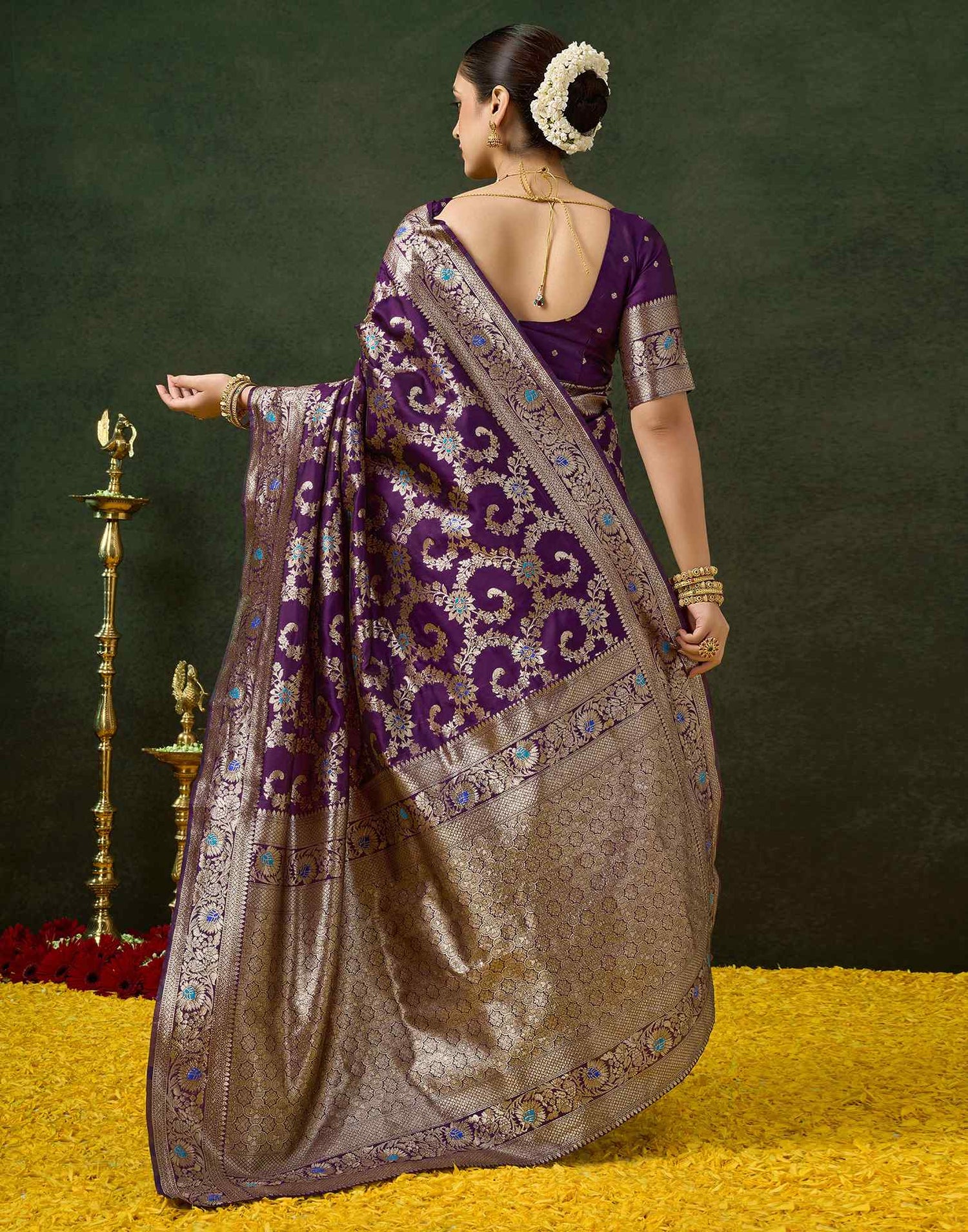 Purple Silk Woven Banarasi Saree