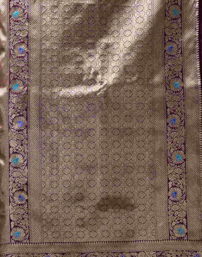 Purple Silk Woven Banarasi Saree