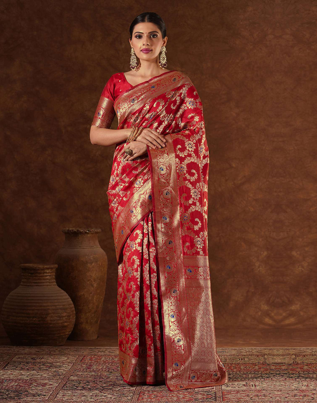 Red Silk Woven Banarasi Saree
