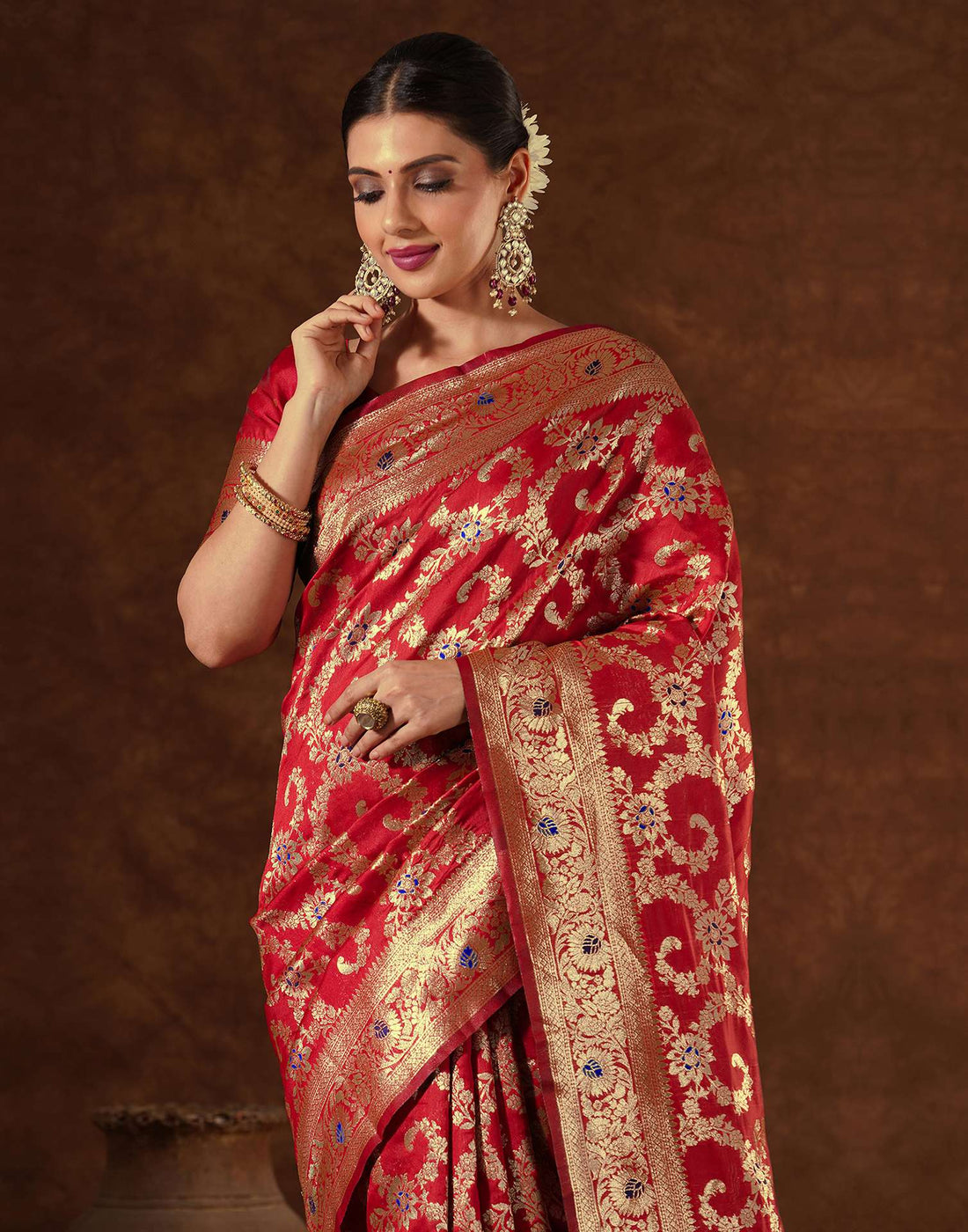 Red Silk Woven Banarasi Saree