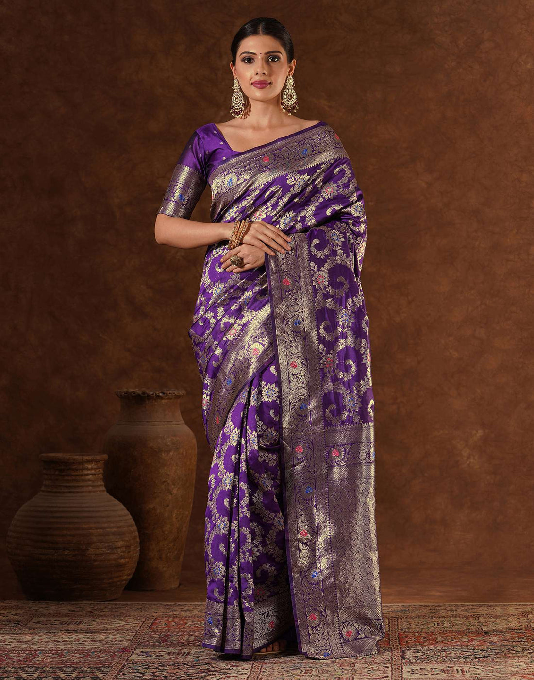 Purple Silk Woven Banarasi Saree