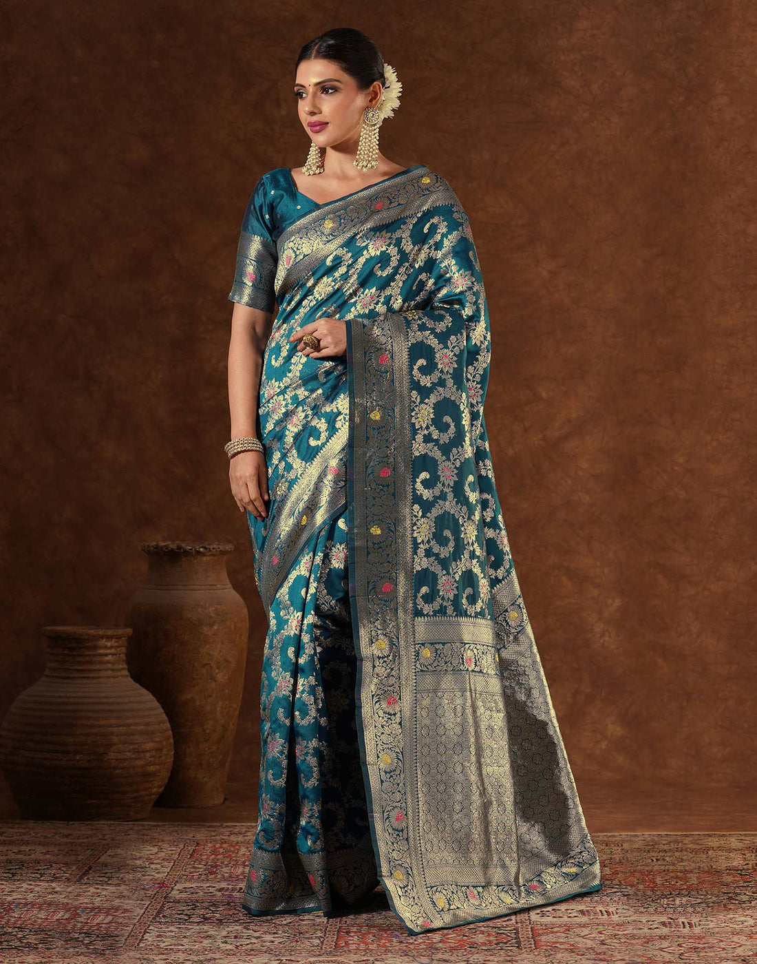 Blue Silk Woven Banarasi Saree