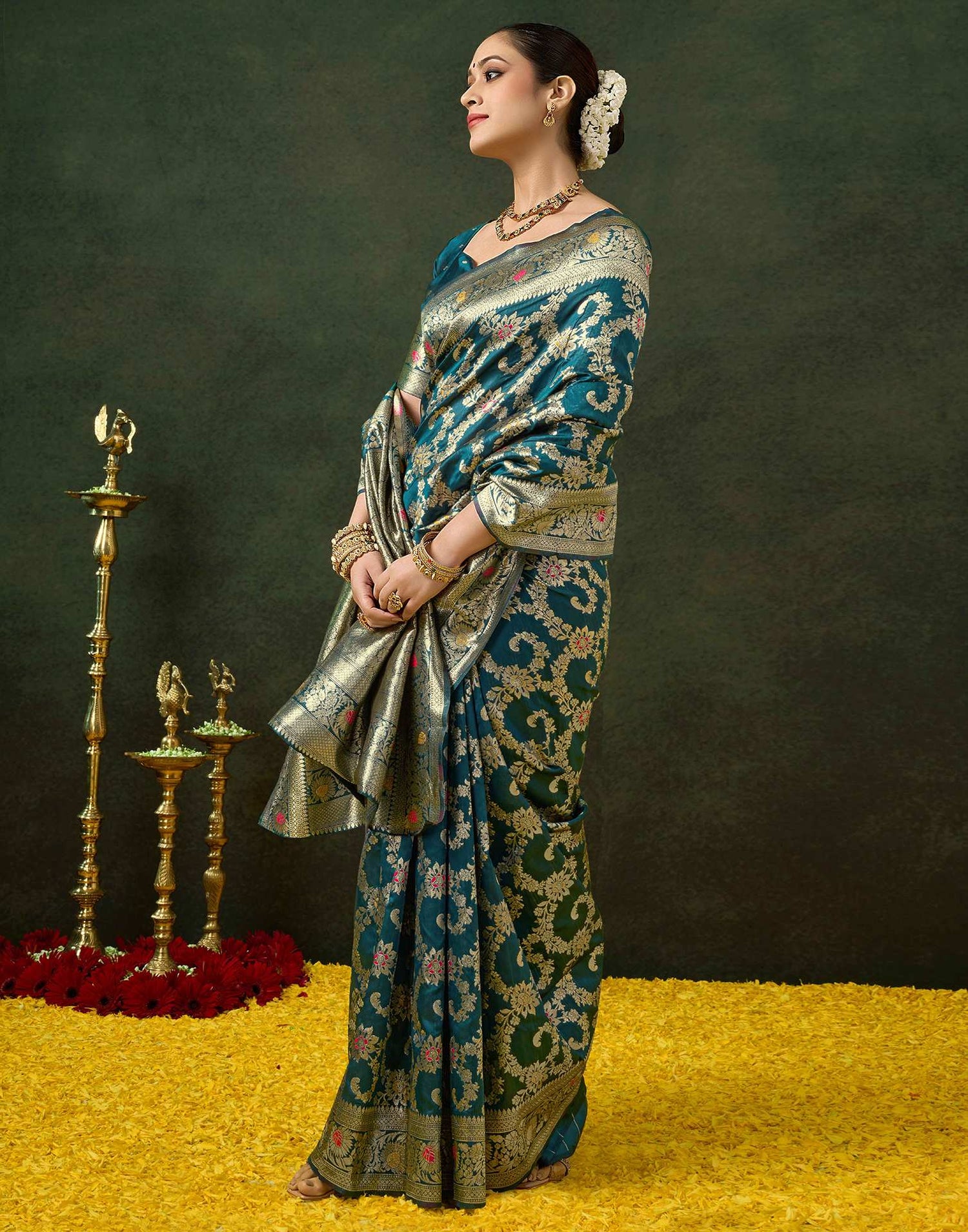 Blue Silk Woven Banarasi Saree
