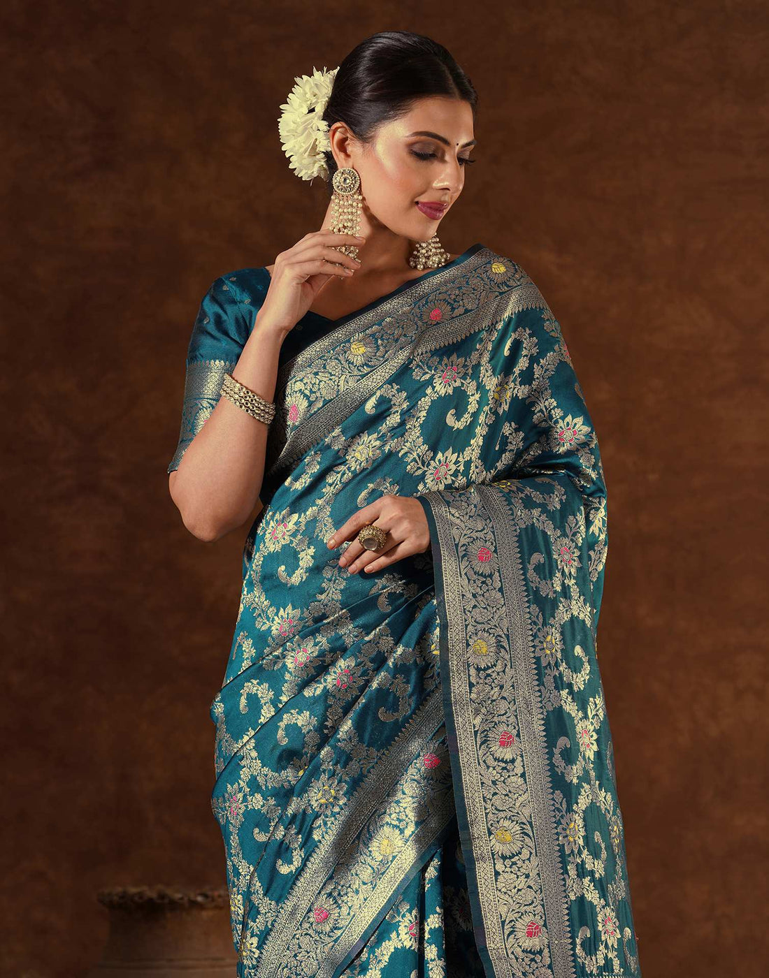 Blue Silk Woven Banarasi Saree