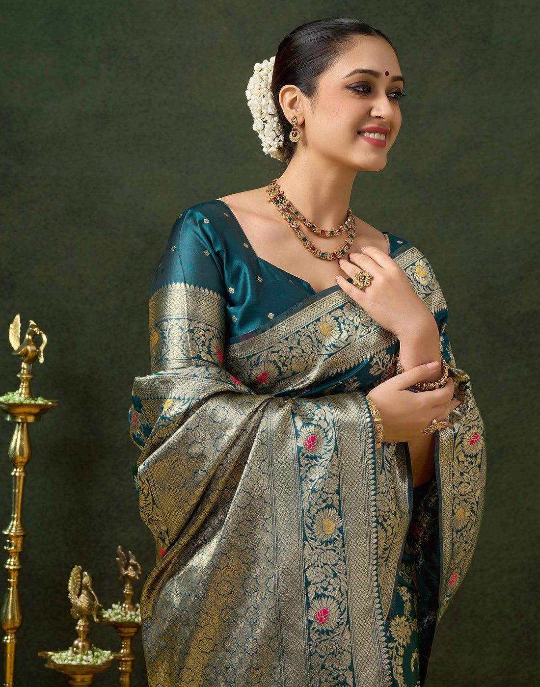Blue Silk Woven Banarasi Saree