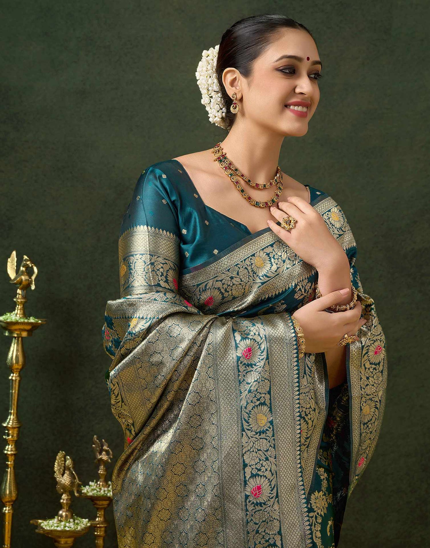 Blue Silk Woven Banarasi Saree