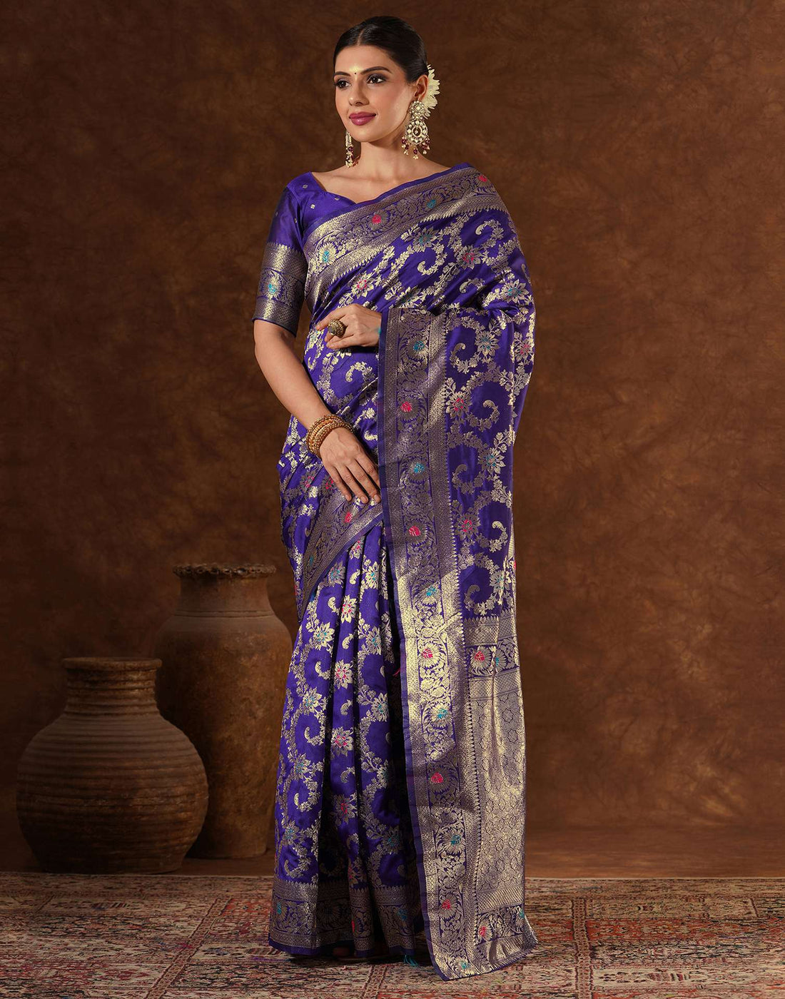 Purple Silk Woven Banarasi Saree