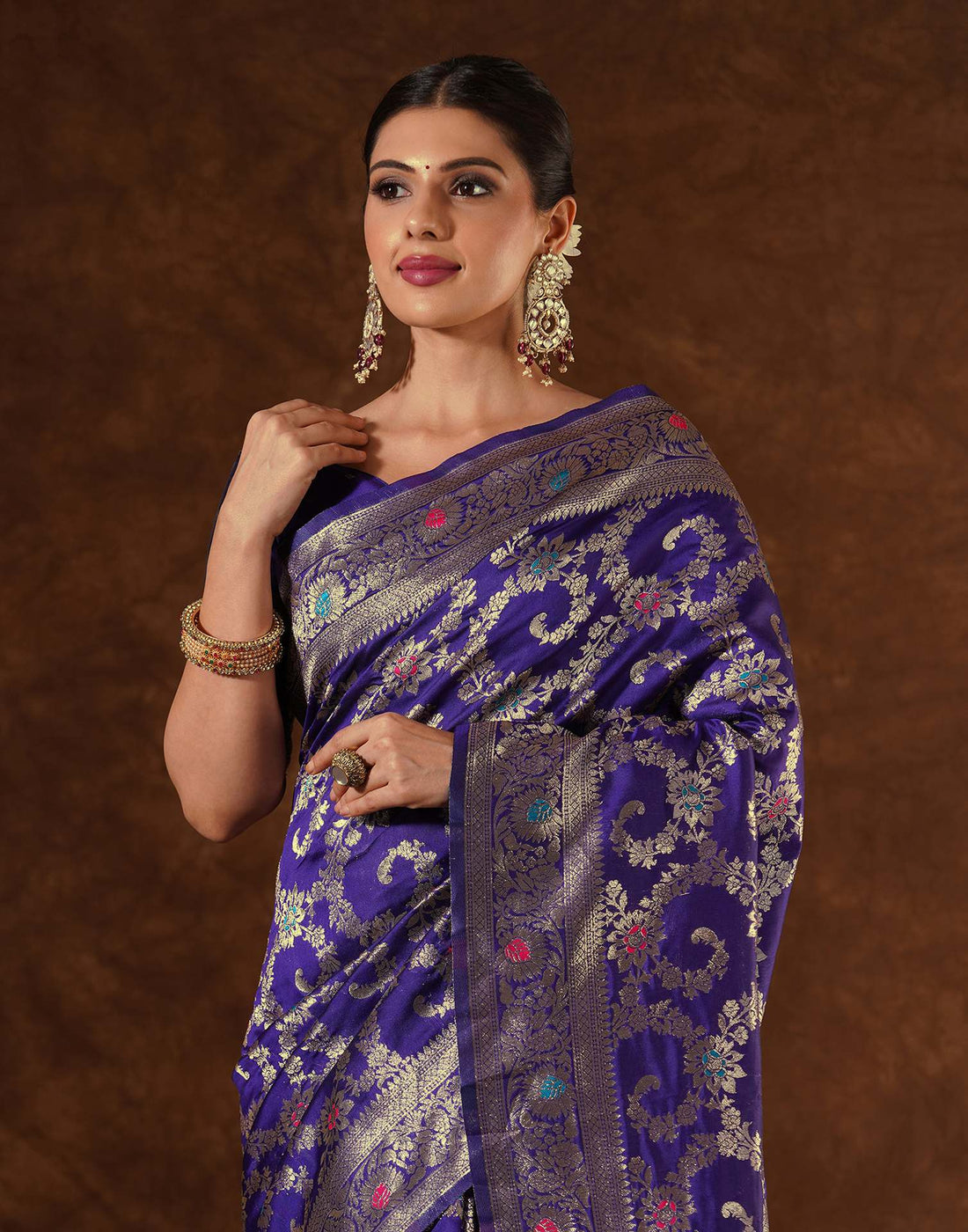 Purple Silk Woven Banarasi Saree