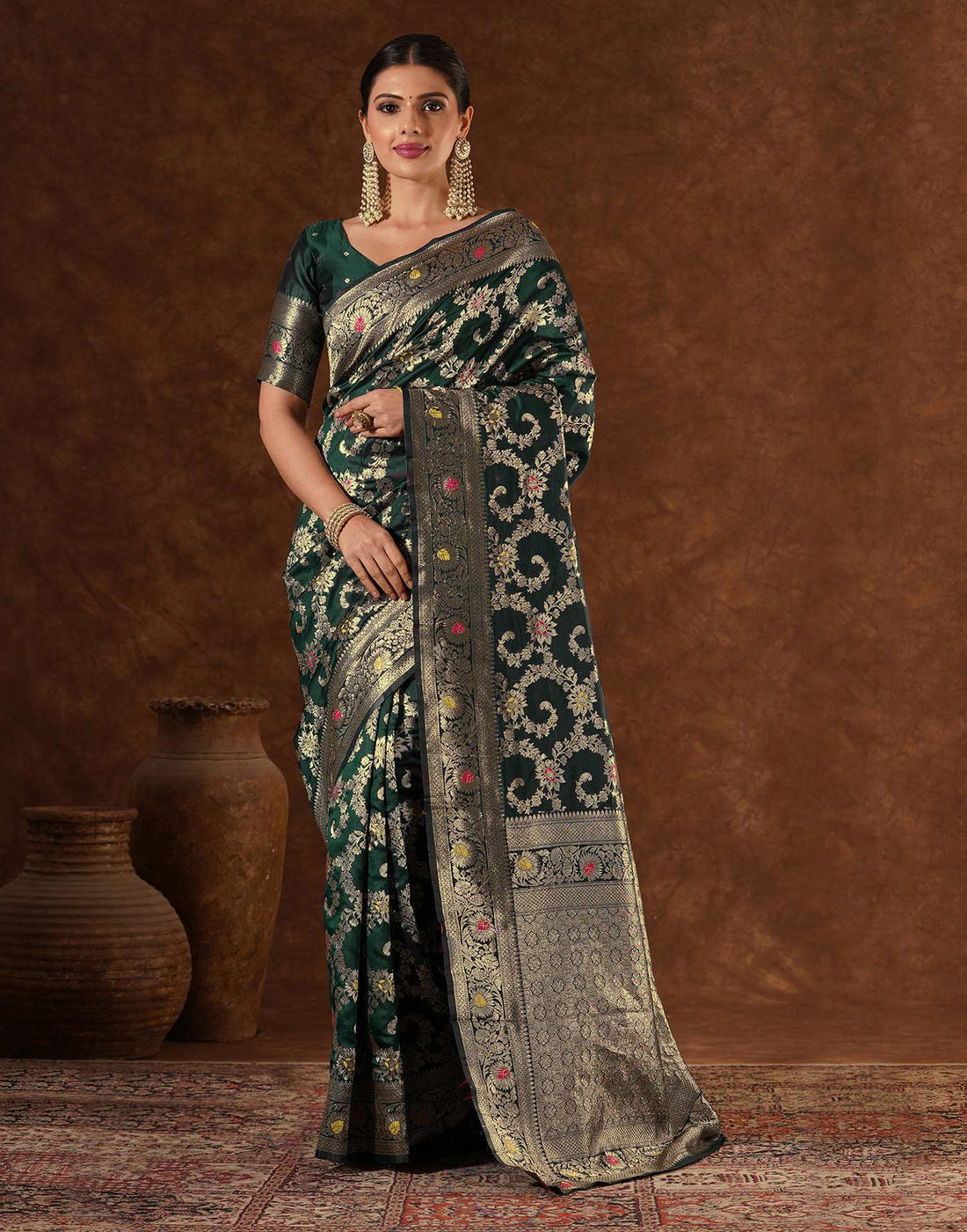 Green Silk Woven Banarasi Saree