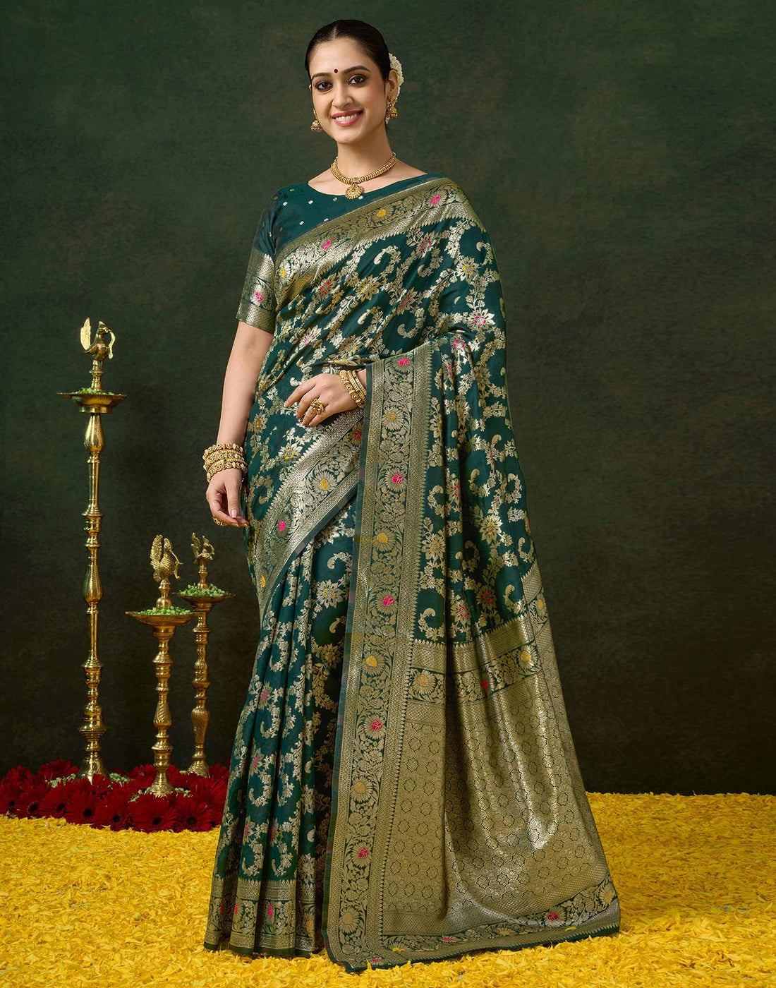 Green Silk Woven Banarasi Saree