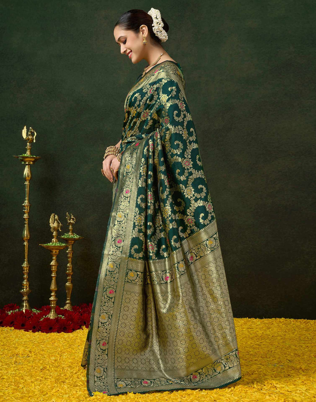 Green Silk Woven Banarasi Saree