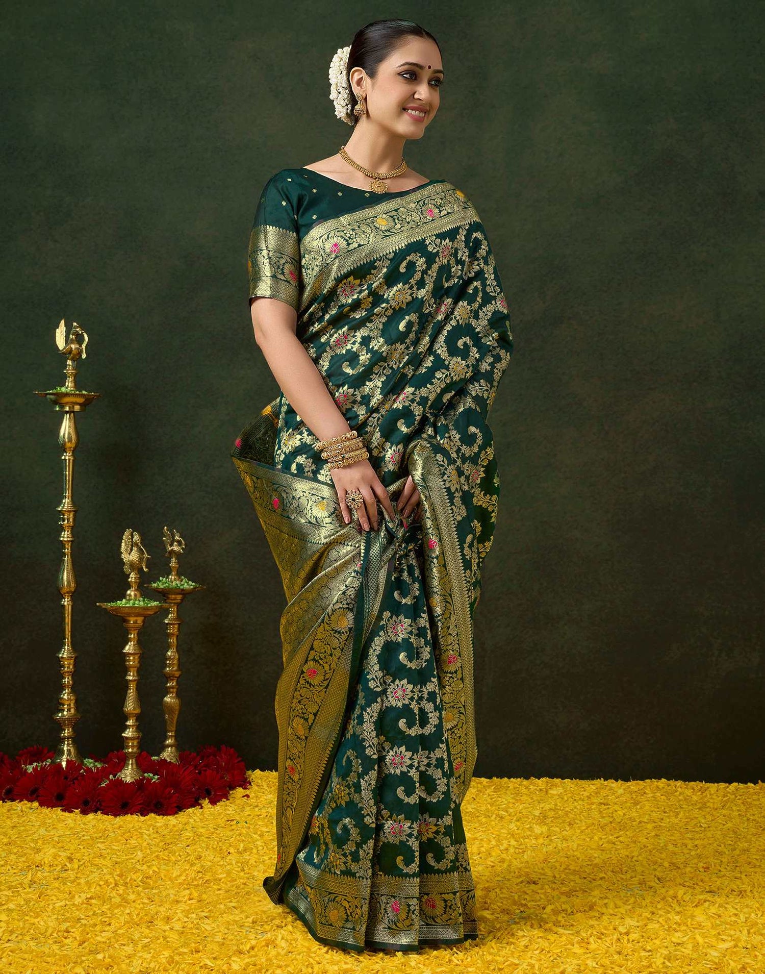 Green Silk Woven Banarasi Saree